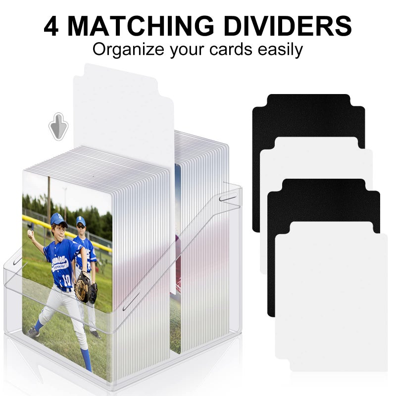 Mlikero 4 Pack Card Deck Cases,Acrylic Card Box Compatible with Mtg Card Deck,Sturdy Card Storage Boxes Holding 100+ Sleeved Cards with 4 Dividers,Clear and Black Card Storage Boxes for MTG - Image 3